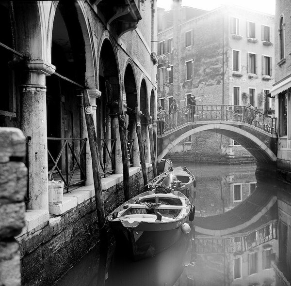 Venice canal with flare